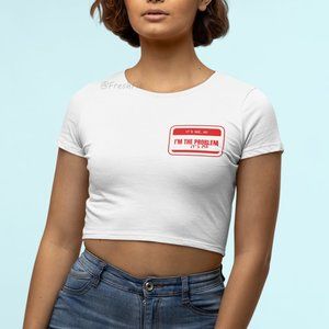 🆕Hi I'm the Problem It's Me Name Tag Style Shirt White Fitted Crop Top Tee